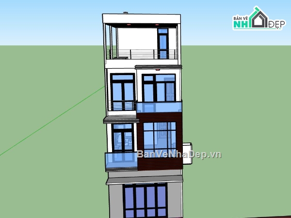 nhà 4 tầng,file nhà phố sketchup,file nhà phố 4 tầng,phối cảnh nhà phố 4 tầng đẹp