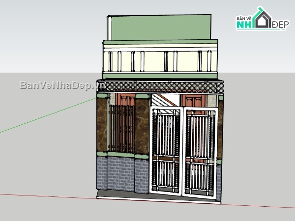 su nhà phố,sketchup nhà phố,nhà phố 1 tầng,su nhà phố 1 tầng