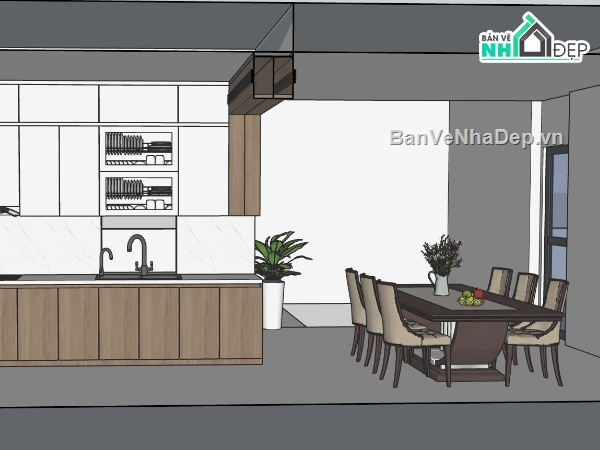 su phòng bếp,phòng bếp sketchup,sketchup phòng bếp,phòng bếp