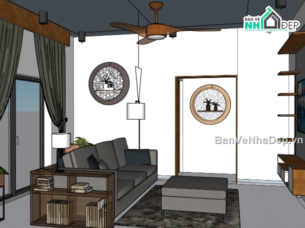 phòng khách đẹp,su phòng khách,sketchup phòng khách