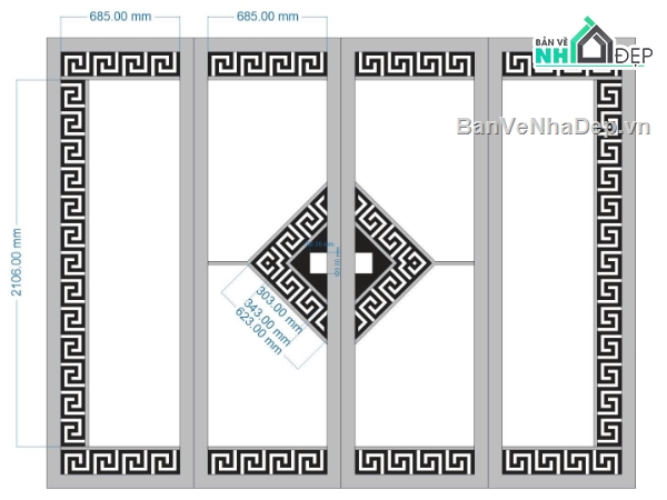 cổng 4 cánh cnc,File cổng 4 cánh,cổng dxf