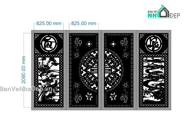 cổng 4 cánh cnc,cổng trống đồng cnc,File cổng 2 cánh cnc