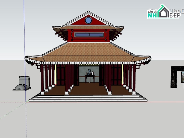 đền thờ sketchup,sketchup đền,File 3d sketchup đền thờ