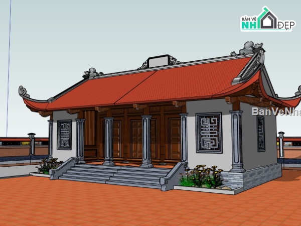 nhà đẹp 3d,File sketchup nhà thờ,thiết kế nhà thờ sketchup