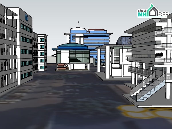 trường học,dựng 3d su trường học,file su trường đại học