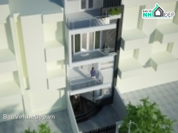thiết kế nhà ở,thiết kế nhà ở bằng 3D,model nhà 4 tầng,3dmax nhà 4 tầng
