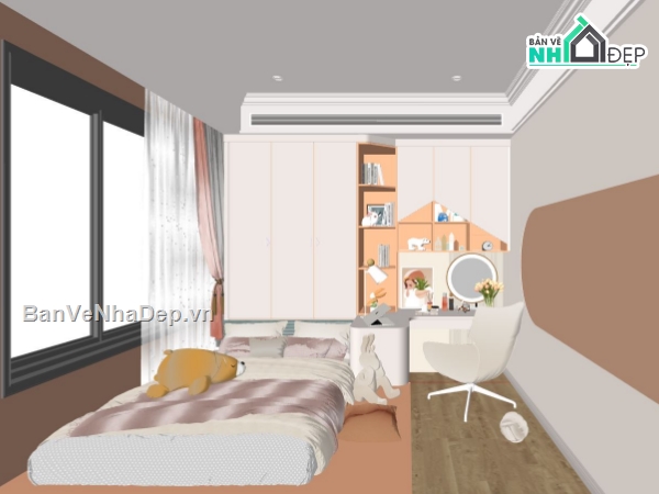 nội thất phòng ngủ,sketchup nội thất phòng ngủ,phối cảnh phòng ngủ