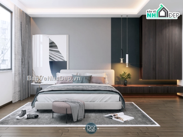 nội thất phòng ngủ,thiết kế phòng ngủ su,sketchup nội thất phòng ngủ,3d su nội thất phòng ngủ