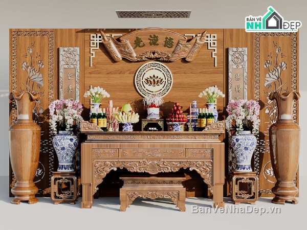 phòng thờ 3dsmax,phòng thờ 3d,thư viện phòng thờ,Model 3d đồ thờ,thiết kế phòng thờ,vách ngăn phòng thờ