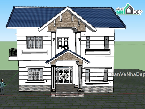 biệt thự,model biệt thự,biệt thự 2 tầng