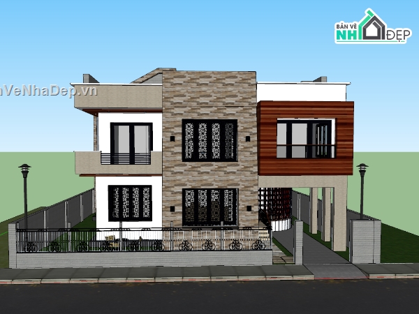biệt thự,model biệt thự,biệt thự 2 tầng