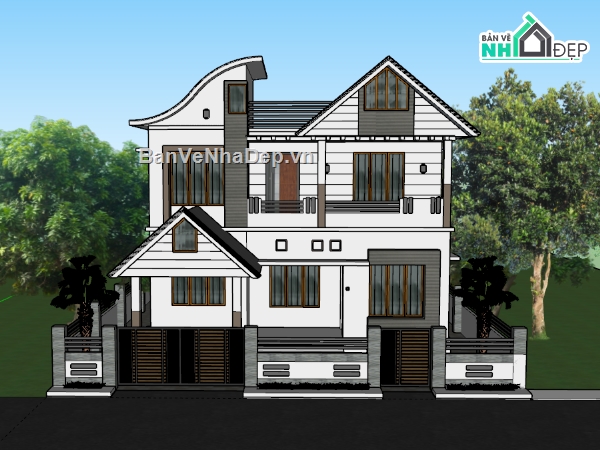 biệt thự,model biệt thự,biệt thự 2 tầng