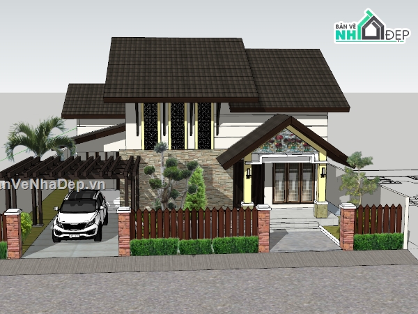 biệt thự,biệt thự 2 tầng,model biệt thự 2 tầng