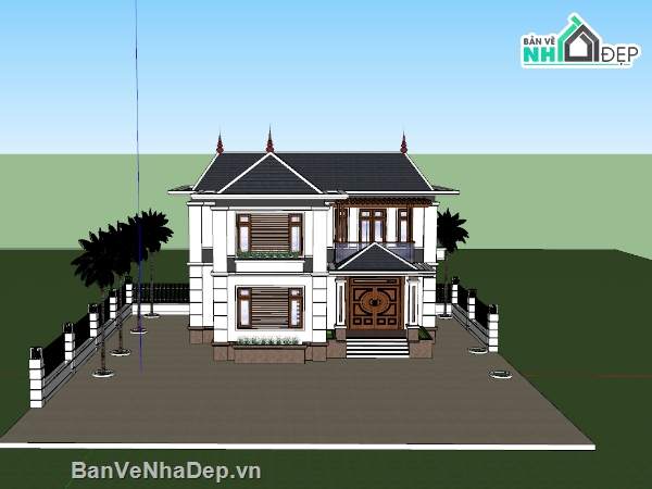biệt thự,model biệt thự,biệt thự 2 tầng