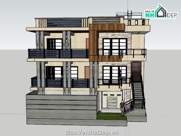 biệt thự,biệt thự 3 tầng,model biệt thự 3 tầng