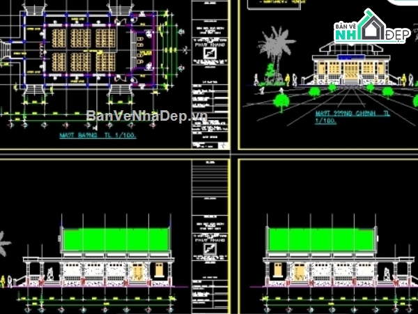 hội trường biên phòng,kiến trúc hội trường,Hôi trường tây ninh,bản vẽ hội trường tây ninh