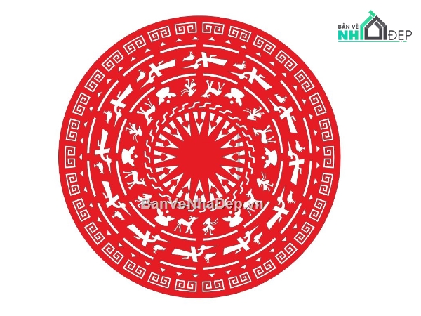 cắt cnc trống đồng,file cnc trống đồng rồng,trống đồng 2d