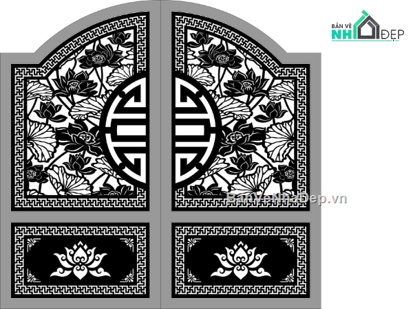 cổng chữ thọ cnc,cnc cổng sen,file cổng dxf đẹp
