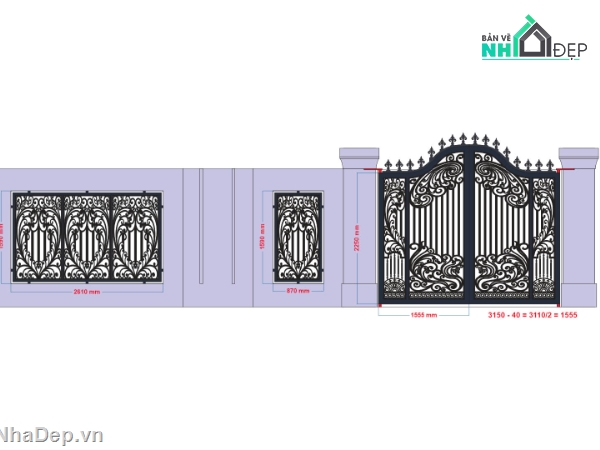 File cổng 2 cánh cnc,cổng và hàng rào,hàng rào,cổng chính phụ cnc