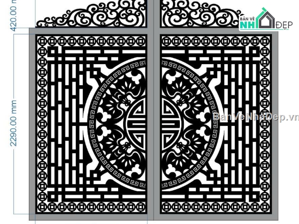 cn cổng 2 cánh,File cổng 2 cánh cnc,cổng sắt