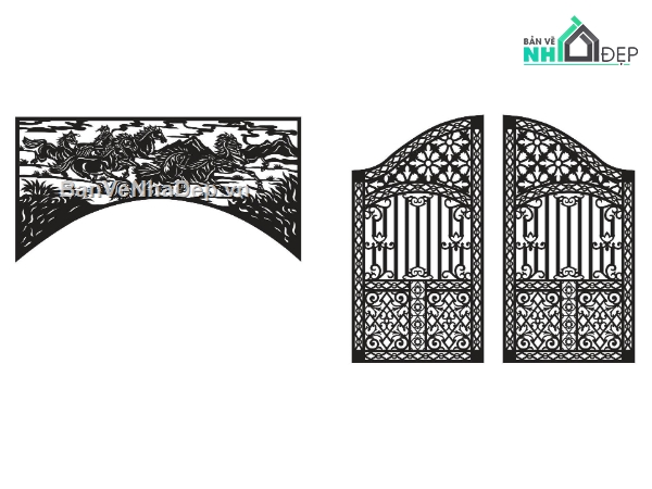 mã đáo thành công,File cổng 2 cánh cnc,cổng dxf