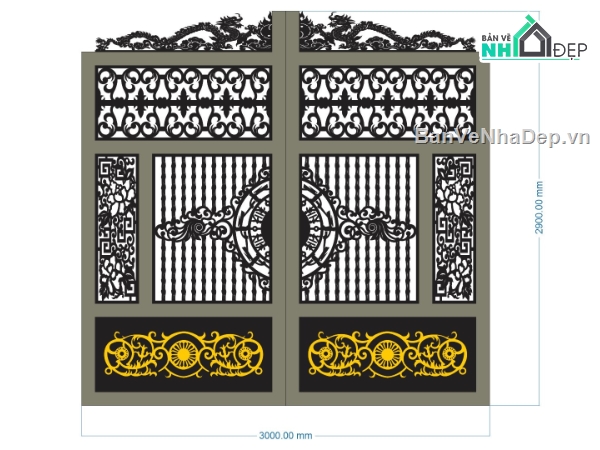 cổng 2 cánh lóc rồng,file cnc cổng 2 cánh lóc rồng,mẫu cnc cổng 2 cánh lóc rồng