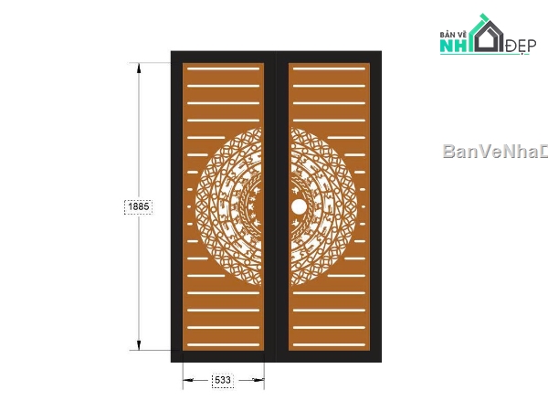 cổng trống đồng cnc,File cổng 2 cánh cnc,cổng trống đồng
