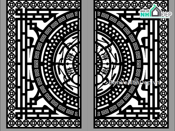 cad cổng trống đồng 2 cánh,file cnc cổng 2 cánh,mẫu cnc cổng 2 cánh