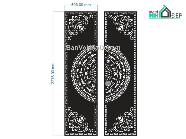 cổng trống đồng cnc,File cổng 2 cánh cnc,cổng trống đồng