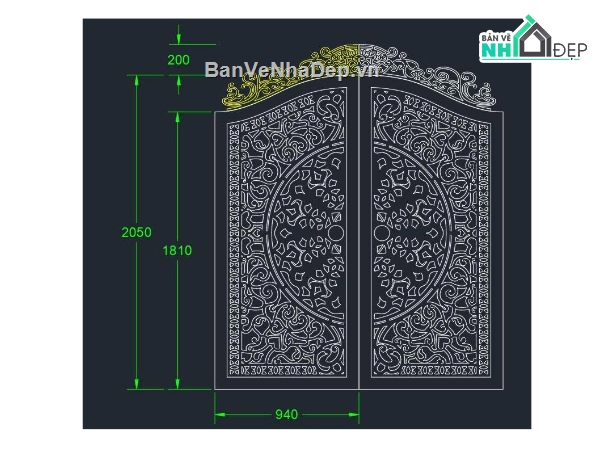 cổng trống đồng cnc,File cổng 2 cánh cnc,cổng trống đồng