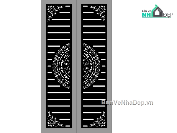 cổng trống đồng cnc,File cổng 2 cánh cnc,dxf cổng trống
