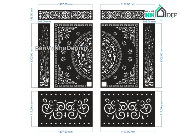 Cổng 2 cánh trúc,cổng 2 cánh trống đồng,file cổng 2 cánh trống đồng