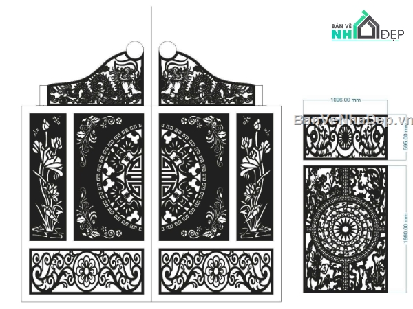 File cổng 2 cánh cnc,file cnc cổng 2 cánh,mẫu cnc cổng 2 cánh và 1 cánh