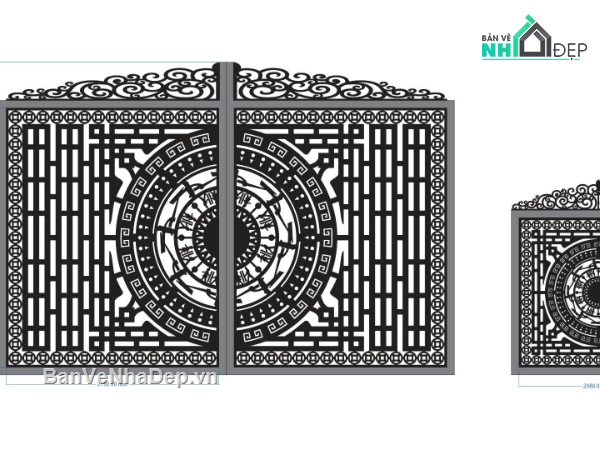 cổng trống đồng cnc,File cổng 2 cánh cnc,cổng trống đồng,cổng 2 cánh