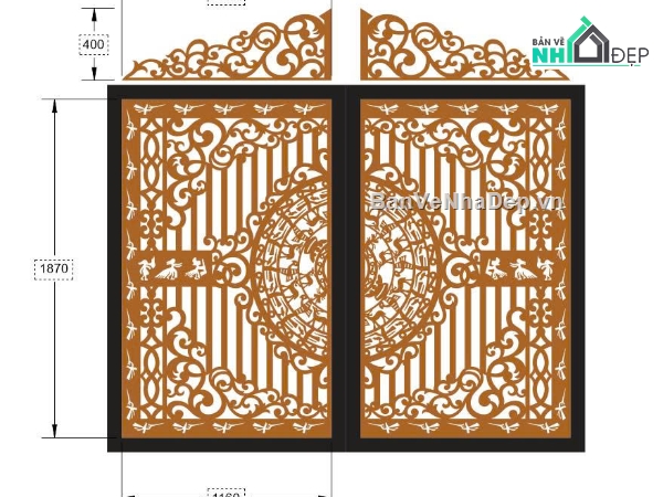 File cổng 2 cánh cnc,cổng cnc,file cổng dxf đẹp