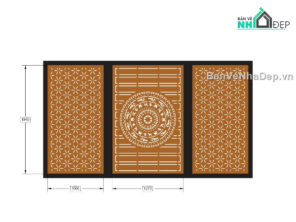 cổng 3 cánh cnc,cổng cnc,cổng dxf