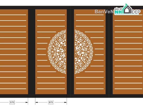 hoa văn cổng,cổng trống đồng,cad cổng 4 cánh cnc