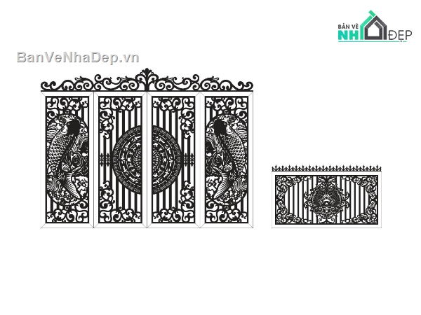 cá chép cnc,cổng 4 cánh cnc,cổng rào,hàng rào