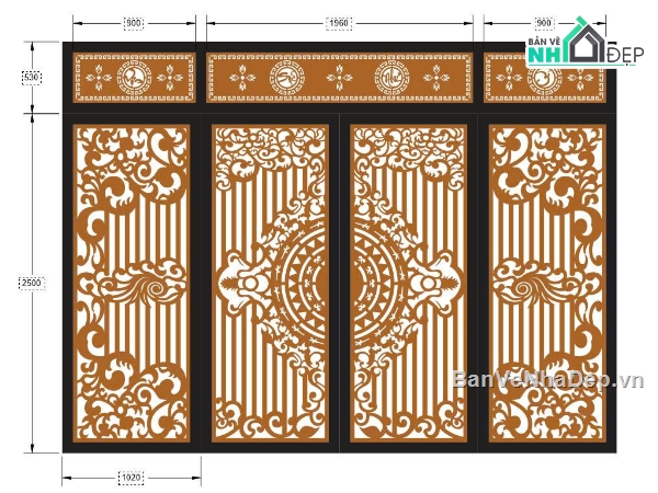 File cổng 4 cánh,cổng 4 cánh cnc,ô thoáng,chông