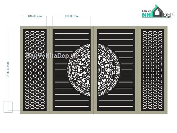 cổng đẹp 4 cánh,cánh cổng đẹp,dxf cổng