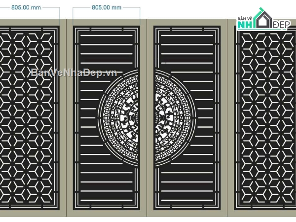 cổng 4 cánh cnc,File cổng 4 cánh,cổng dxf,cnc 4 cánh