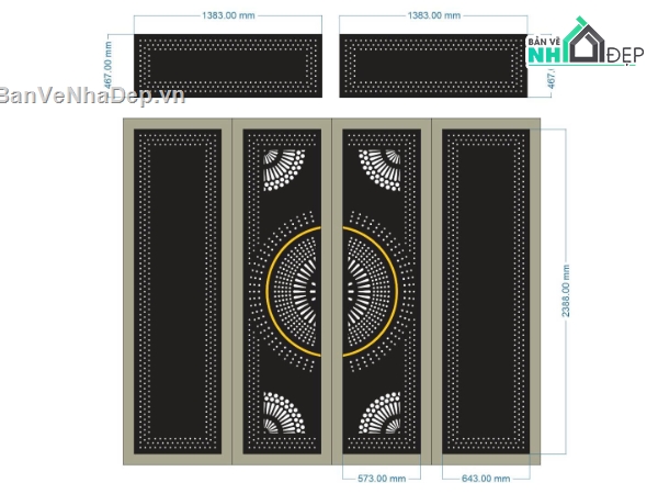 cổng 4 cánh,cổng dxf,cổng cnc