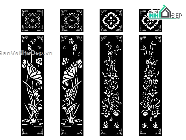 cổng hoa văn 4 cánh,hoa sen cnc,File hoa văn