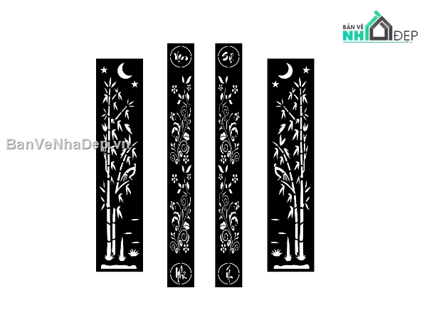 File hoa văn,cổng hoa văn 4 cánh,file hoa văn trúc cnc