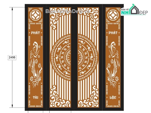 cổng 4 cánh cnc,hoa văn cổng dxf,cổng cnc