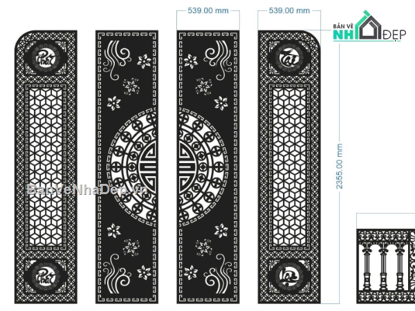 lan can,lan can cnc,cổng 4 cánh lan can,file cổng 4 cánh lan can