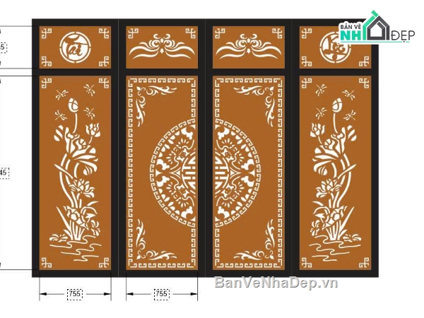 File cổng 4 cánh,File cnc cổng 4 cánh,file cổng dxf đẹp