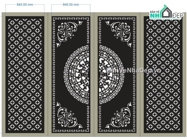 File cổng 4 cánh,cnc 4 cánh,cổng 4  cánh cnc