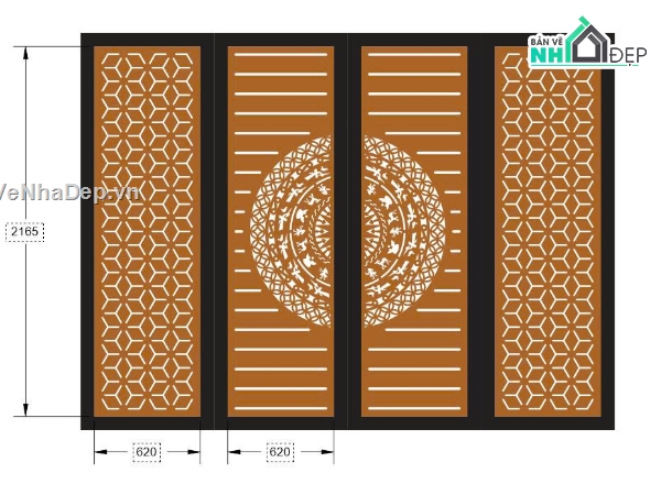 cổng 4 cánh,cổng cnc,cổng dxf