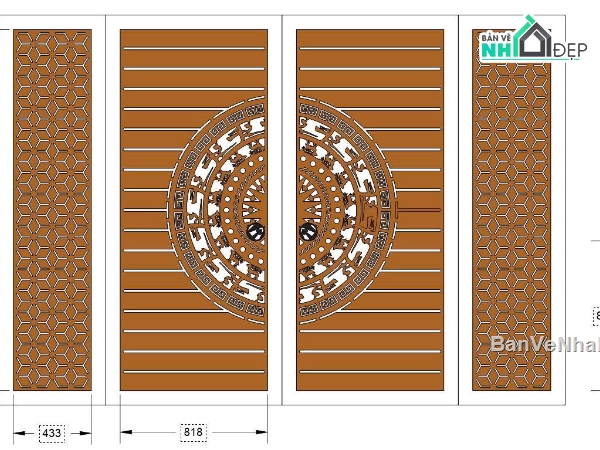 cổng 4 cánh cnc,File cổng 4 cánh,file cổng dxf đẹp